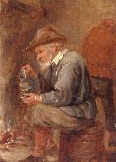 unknow artist An old man sitting by the fire,pouring with into a roemer painting